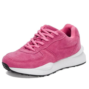 Women's Microfiber Round Toe Lace-up Closure Sports Wear Sneakers