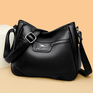 Women's PU Leather Zipper Closure Solid Pattern Shoulder Bag