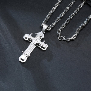 Men's Metal Stainless Steel Link Chain Cross Pattern Necklace