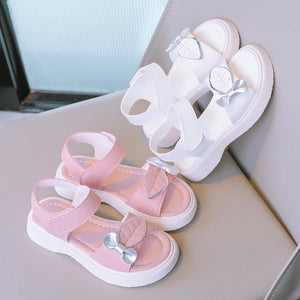 Kid's PU Open Toe Bow Pattern Hook And Loop Closure Sandals