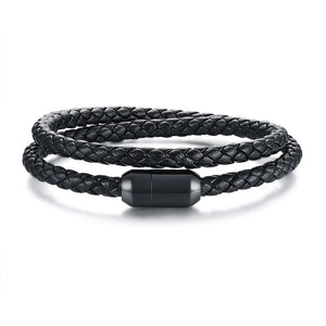 Men's Metal Stainless Steel Magnet Clasp Double Layer Bracelet
