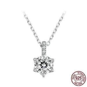Women's 100% 925 Sterling Silver Zircon Wedding Classic Necklace