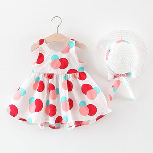 Baby Girl's Cotton Round Neck Sleeveless Printed Pattern Dress