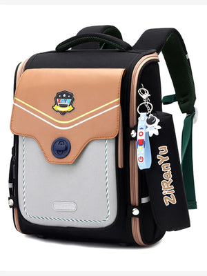 Kid's Girl Nylon Zipper Closure Mixed Colors School Backpack