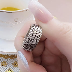 Women's 100% 925 Sterling Silver Vintage Cross Pattern Trendy Ring
