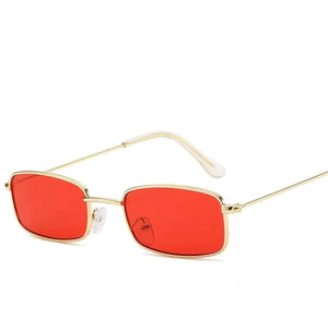 Women's Copper Frame Polaroid Lens Rectangle Shape Sunglasses