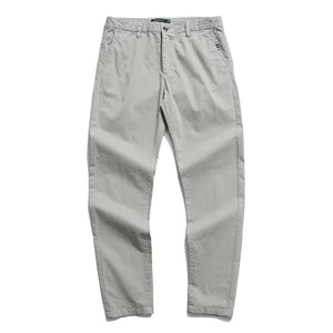 Men's Cotton Zipper Fly Closure Plain Pattern Casual Trousers