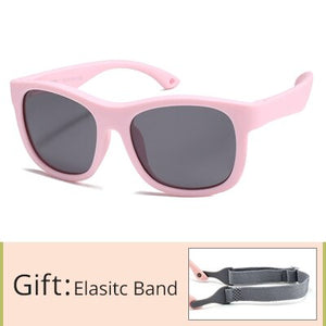 Kid's Acetate Frame Square Shape Polarized Flexible Sunglasses