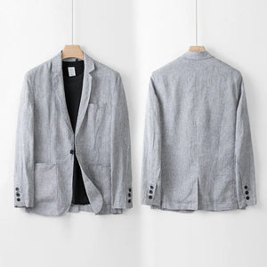 Men's Polyester Full Sleeve Single Button Closure Solid Blazer