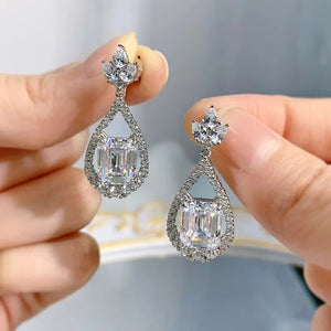 Women's 100% 925 Sterling Silver Diamond Classic Drop Earrings