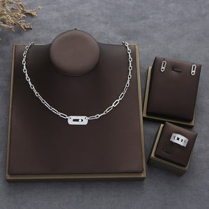 Women's Copper Cubic Zirconia Geometric Pattern Jewelry Set