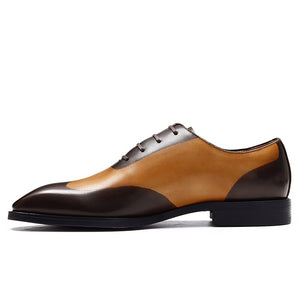 Men's Genuine Leather Pointed Toe Lace-up Closure Formal Shoes