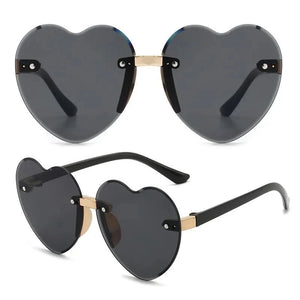 Kid's Polycarbonate Frame Heart Shaped Rimless UV400 Sunglasses