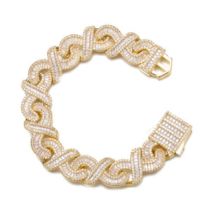 Men's Copper Link Chain Cubic Zirconia Hip-Hop Geometric Bracelet