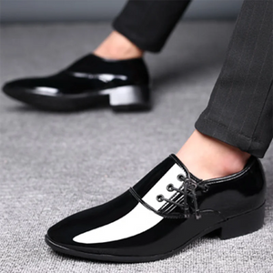 Men's PU Leather Pointed Toe Lace-Up Closure Plain Formal Shoes