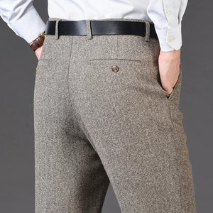 Men's Rayon High Waist Zipper Fly Closure Solid Formal Pants