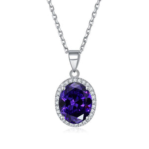 Women's 100% 925 Sterling Silver Zircon Luxury Oval Necklace