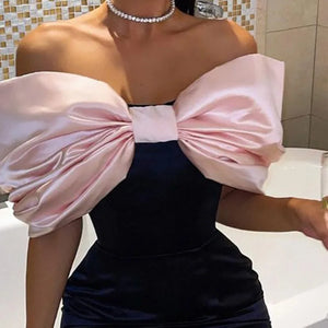 Women's Polyester Sweetheart-Neck Off-Shoulder Solid Pattern Dress