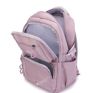 Kid's Girl Nylon Zipper Closure Solid Pattern School Backpack