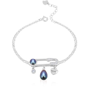 Women's 100% 925 Sterling Silver Freshwater Pearl Trendy Bracelet