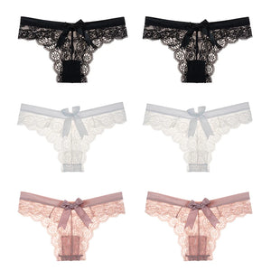 Women's 6 Pcs Spandex Low Waist Breathable Lace Pattern Panties