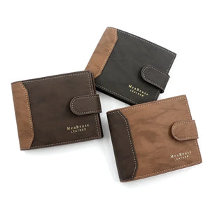 Men's PU Leather Card Holder Hasp Closure Elegant Bifold Wallets
