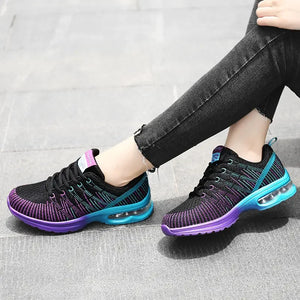 Women's Mesh Round Toe Lace-Up Closure Breathable Sport Sneakers