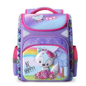 Kid's Girl Polyester Zipper Closure Cartoon Pattern School Backpack