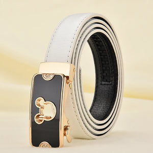 Women's PU Leather Automatic Buckle Solid Pattern Casual Belts