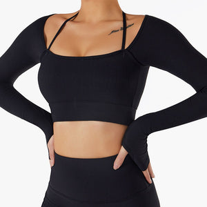 Women's Nylon Square Neck Quick-Dry Yoga Fitness Breathable Top