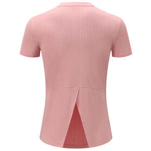 Women's Polyester Short Sleeve Breathable Plain Pattern Yoga Shirt