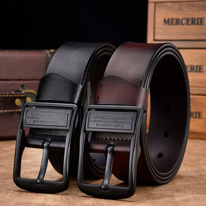 Men's Leather Pin Buckle Closure Solid Pattern Luxury Vintage Belts