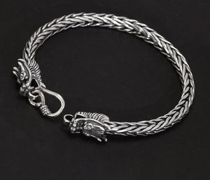 Men's 100% 925 Sterling Silver Vintage Dragon Heads Bracelet