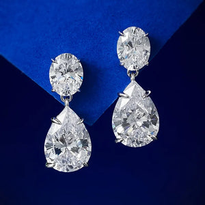 Women's 100% 925 Sterling Silver Moissanite Water Drop Earrings