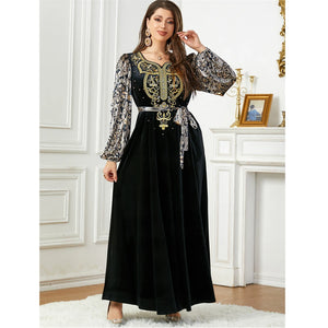Women's Arabian Polyester Full Sleeve Embroidered Casual Dress