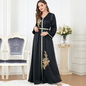 Women's Arabian Polyester Full Sleeve Embroidered Casual Abayas