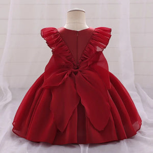 Kid Girl's V-Neck Cotton Sleeveless Ruffle Pattern Elegant Dress