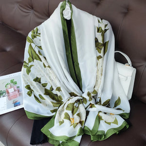Women's Silk Neck Wrap Floral Pattern Trendy Beach Scarves
