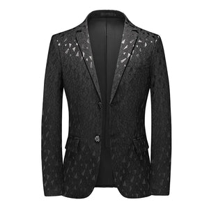 Men's Polyester Full Sleeve Single Breasted Closure Printed Blazer