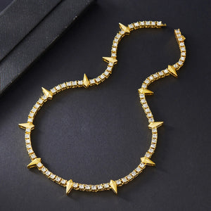 Women's 100% Zinc Alloy Link Chain Rhinestone Trendy Necklace