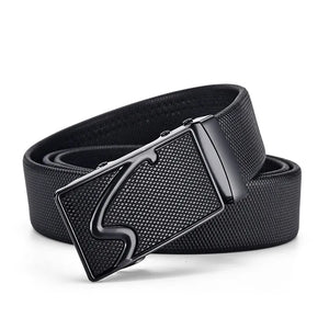 Men's Genuine Leather Strap Alloy Automatic Buckle Solid Belts