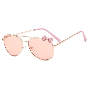 Kid's Alloy Frame Plastic Lens Oval Shaped Party Sunglasses