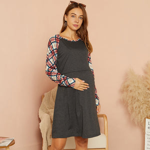 Women's Polyester Long Sleeves Breastfeeding Maternity Dress