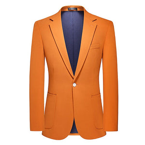 Men's Polyester Full Sleeves Single Button Solid Pattern Blazer