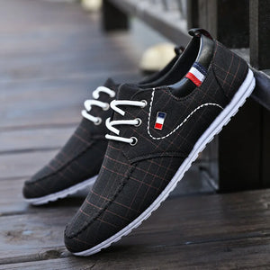 Men's Canvas Round Toe Lace-up Breathable Casual Wear Shoes