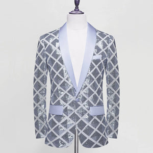 Men's Polyester Full Sleeves Single Button Plaid Pattern Blazer