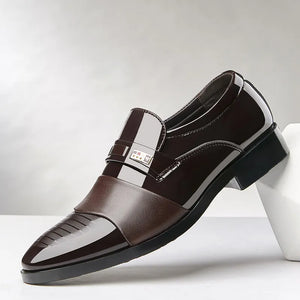 Men's PU Leather Pointed Toe Slip-On Closure Formal Wear Shoes