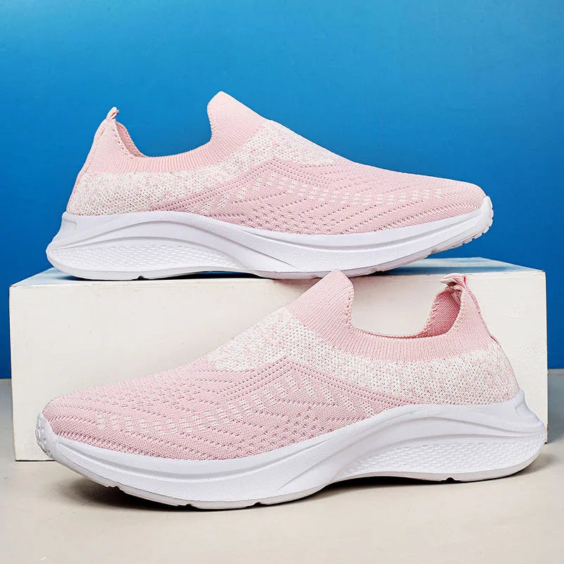 Women's Mesh Round Toe Slip-On Closure Breathable Sport Shoes