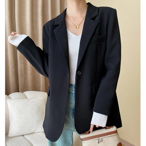 Women's Polyester Full Sleeves Vintage Plain Casual Slim Blazer