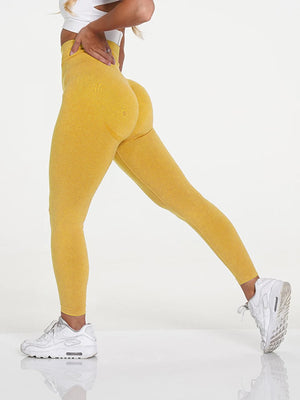 Women's Spandex High Waist Solid Pattern Fitness Workout Leggings